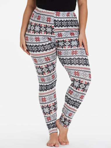 Wholesale Plus Size Christmas Snowflake Print Leggings