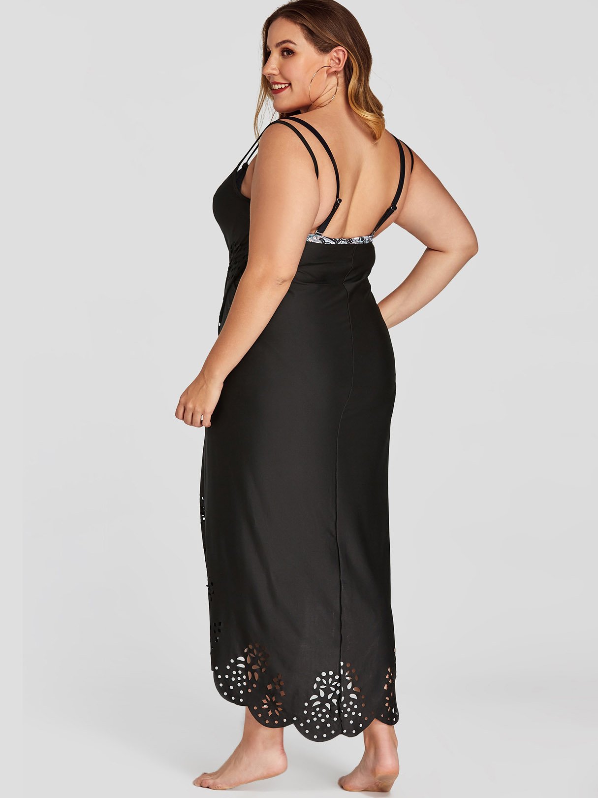 NEW FEELING Womens Black Plus Size Swimwear