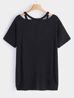 NEW FEELING Womens Black Plus Size Tops