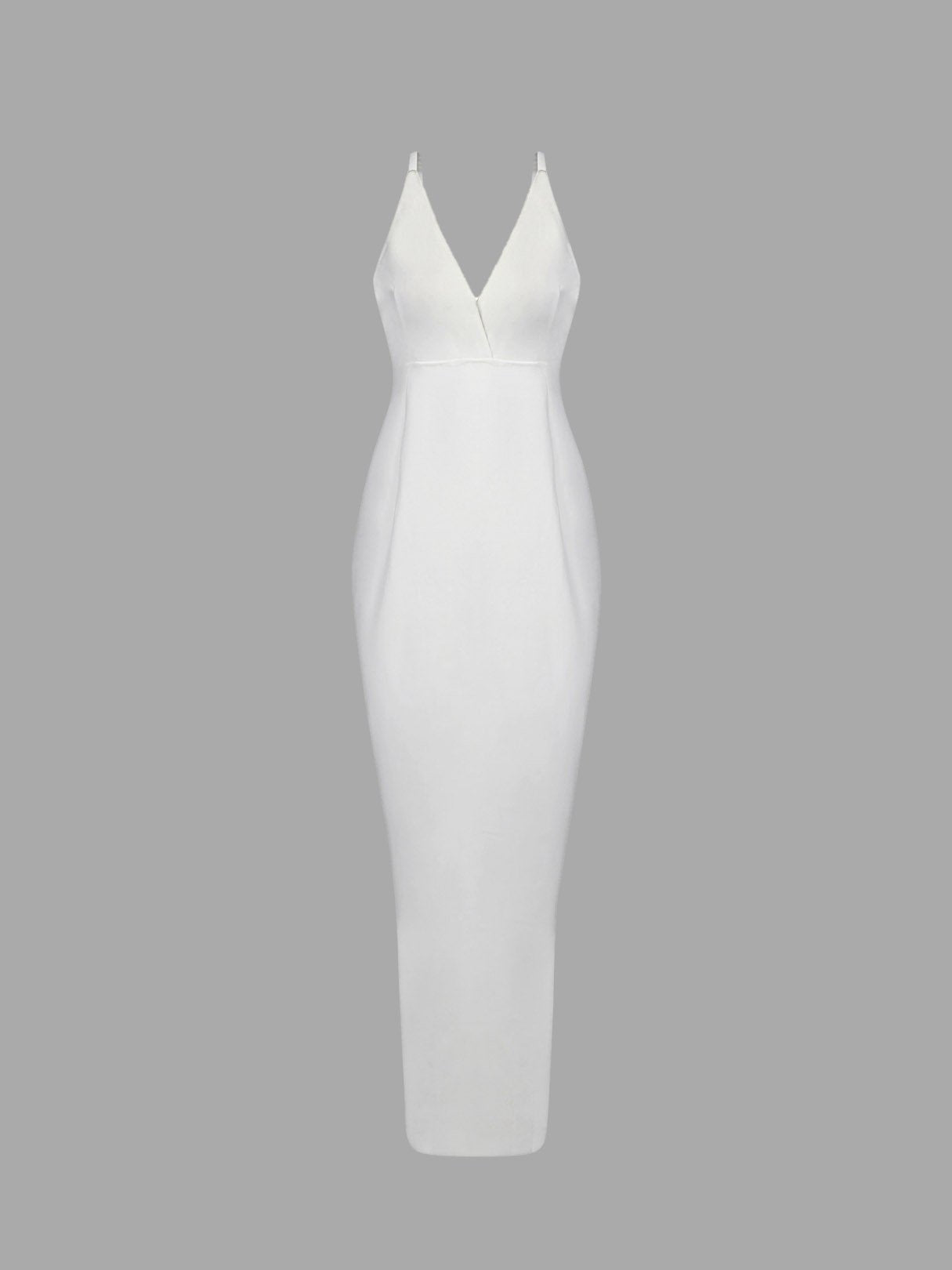 Wholesale White V-Neck Sleeveless Backless Slit Hem Maxi Dresses