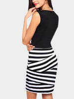 NEW FEELING Womens Black & White Bodycon Dresses