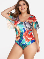 ODM Ladies Short Sleeve Plus Size Swimwear