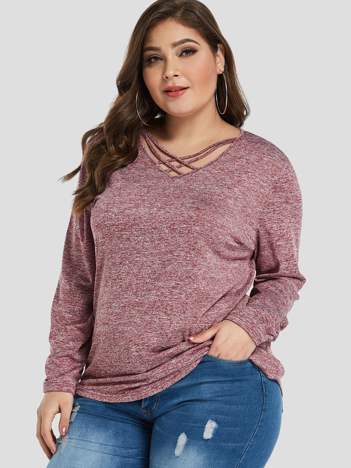 OEM Ladies Pink Plus Size Tops