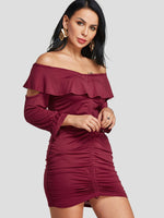 OEM Ladies Burgundy Bodycon Dresses