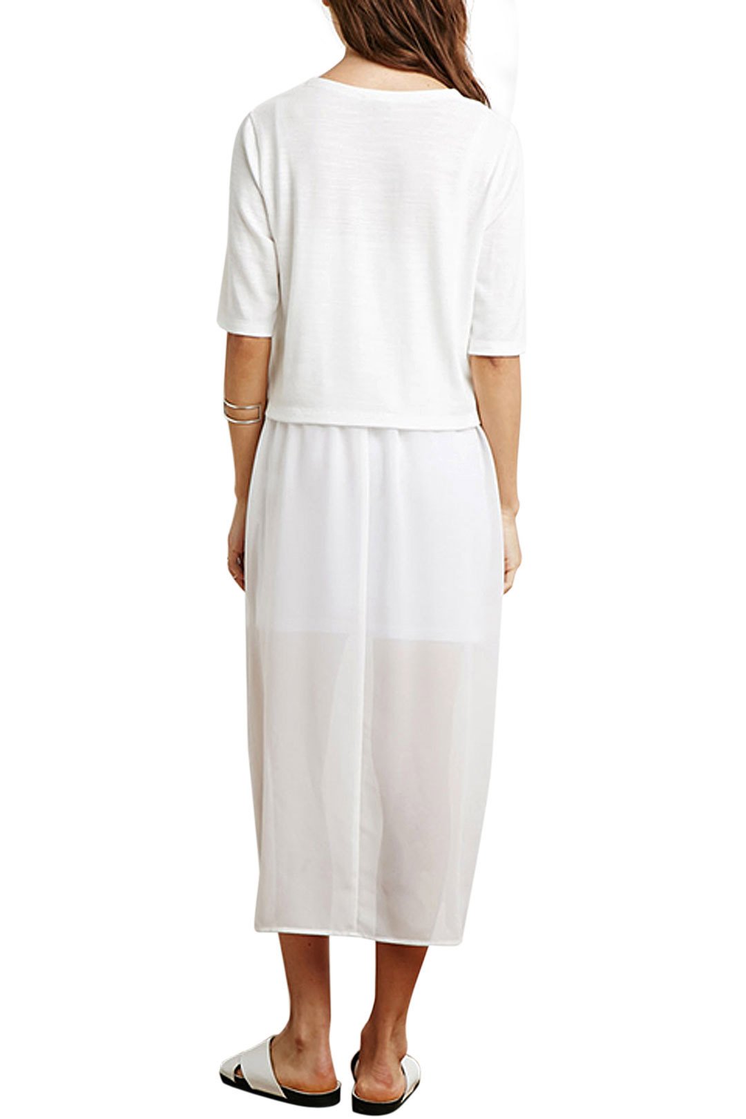 NEW FEELING Womens White Chiffon Dresses