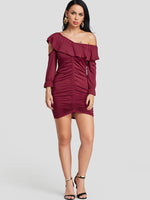 NEW FEELING Womens Burgundy Bodycon Dresses