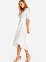 OEM Ladies White V-Neck Dresses