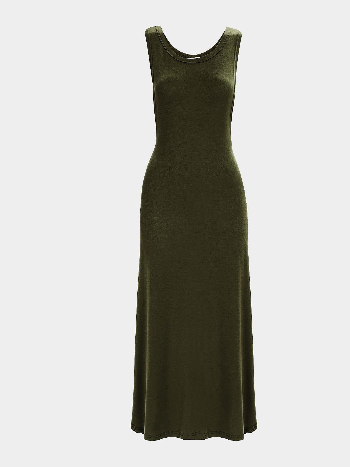 Wholesale Green Round Neck Sleeveless Slit Hem Sexy Dress