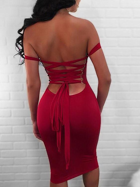 NEW FEELING Womens Burgundy Bodycon Dresses